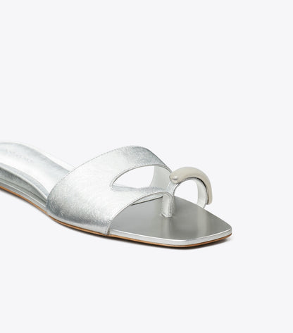 Tory Burch Pierced Slide - Bright Silver / Silver