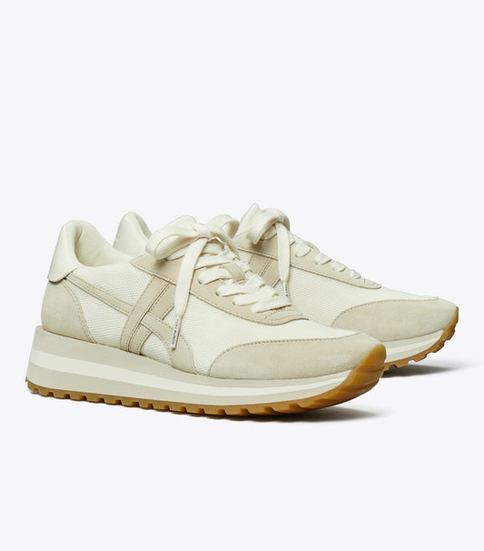 Tory Burch Hank Wedge Sneaker - New Ivory / Calcare / Titanium White