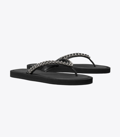 Tory Burch Kira Chain Flip-Flop - Perfect Black