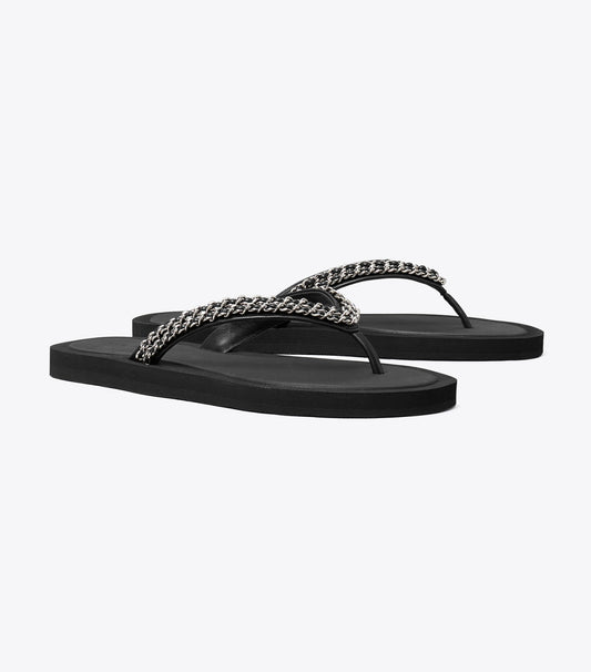 Tory Burch Kira Chain Flip-Flop - Perfect Black
