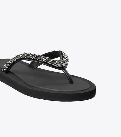Tory Burch Kira Chain Flip-Flop - Perfect Black