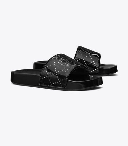 Tory Burch Double T Pool Slide - Black Ink / Black Ink
