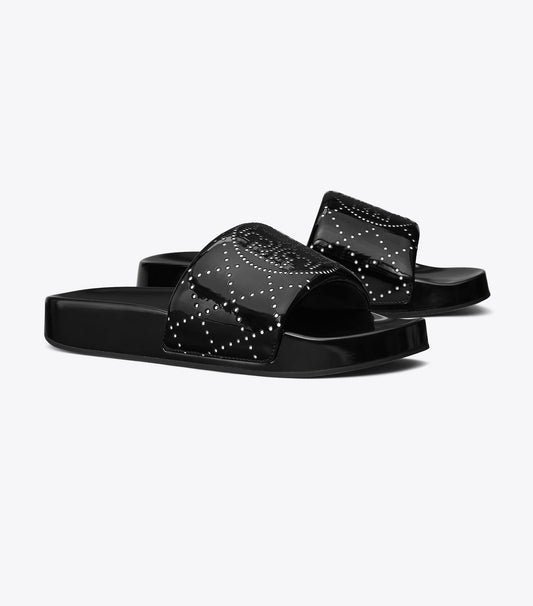 Tory Burch Double T Pool Slide - Black Ink / Black Ink