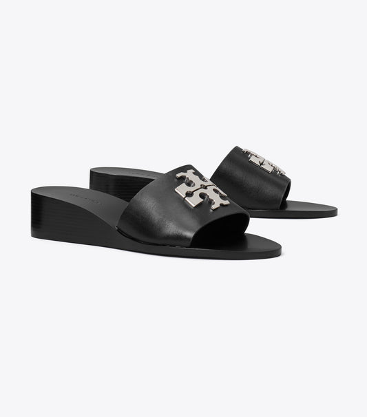Tory Burch Charlie Cuoio Wedge Sandal - Perfect Black