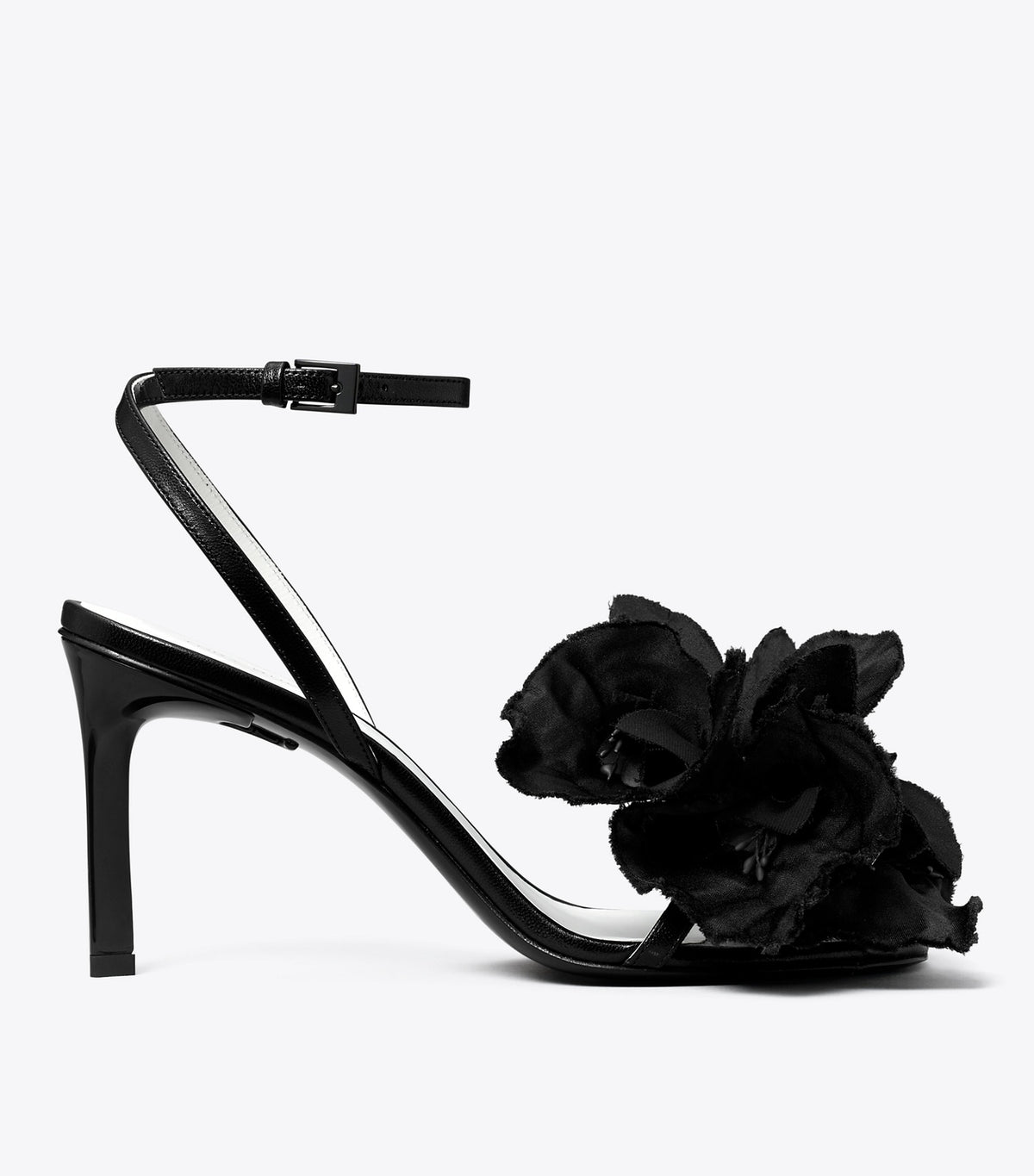 Tory Burch Flower Heeled Sandal - Perfect Black