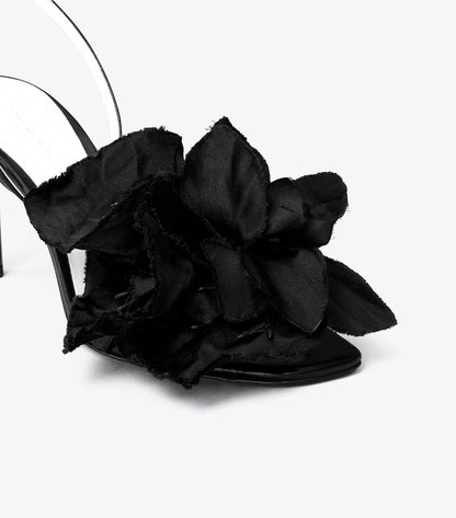 Tory Burch Flower Heeled Sandal - Perfect Black