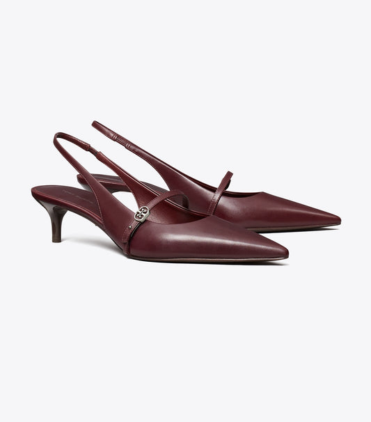 Tory Burch Double T Buckle Mary Jane Slingback - Dark Carmine / Dark Carmine