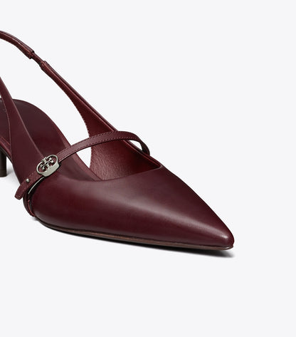Tory Burch Double T Buckle Mary Jane Slingback - Dark Carmine / Dark Carmine
