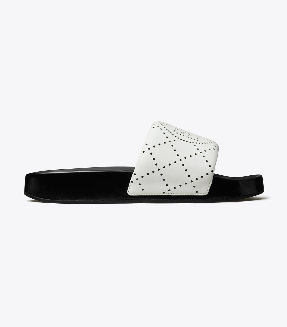 Tory Burch Double T Pool Slide - White / Black Ink