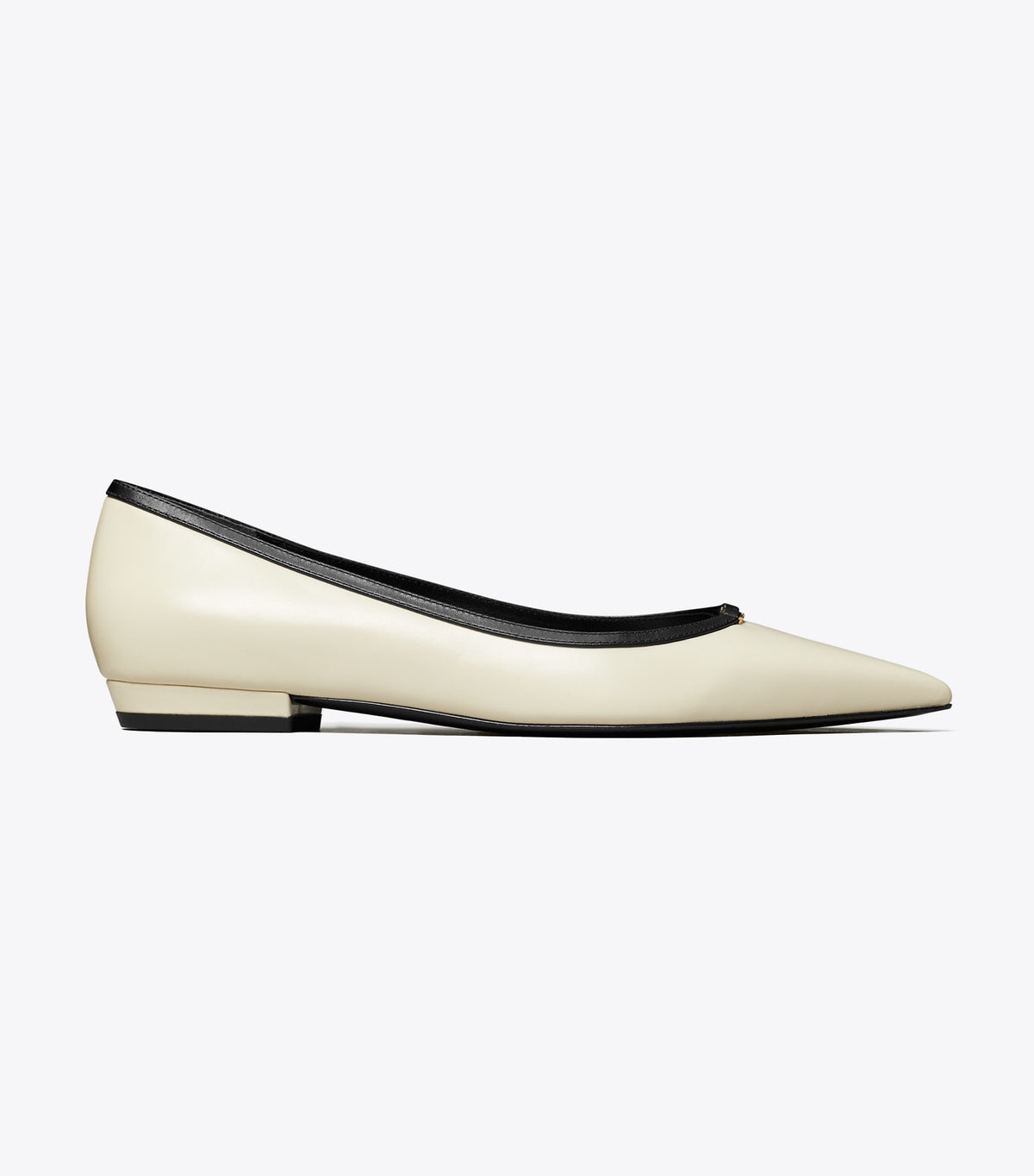 Tory Burch Double T Buckle Flat - Light Cream / Perfect Black