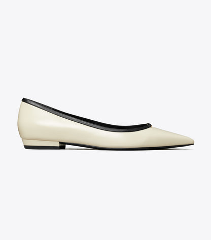 Tory Burch Double T Buckle Flat - Light Cream / Perfect Black