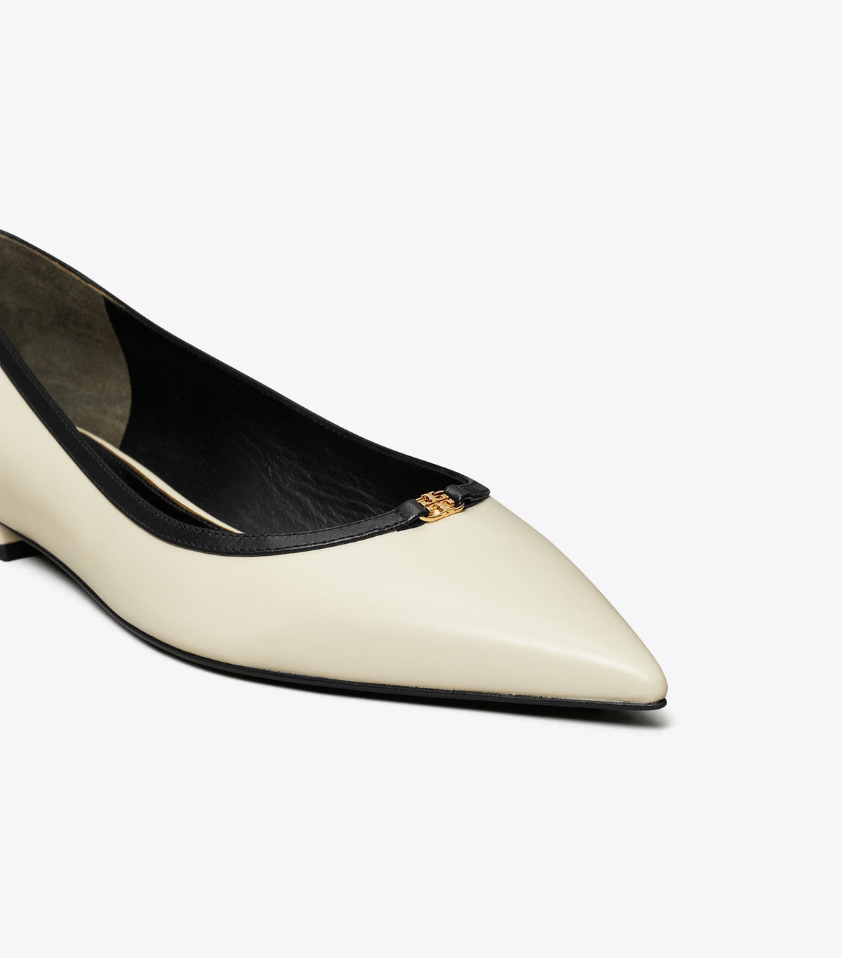 Tory Burch Double T Buckle Flat - Light Cream / Perfect Black