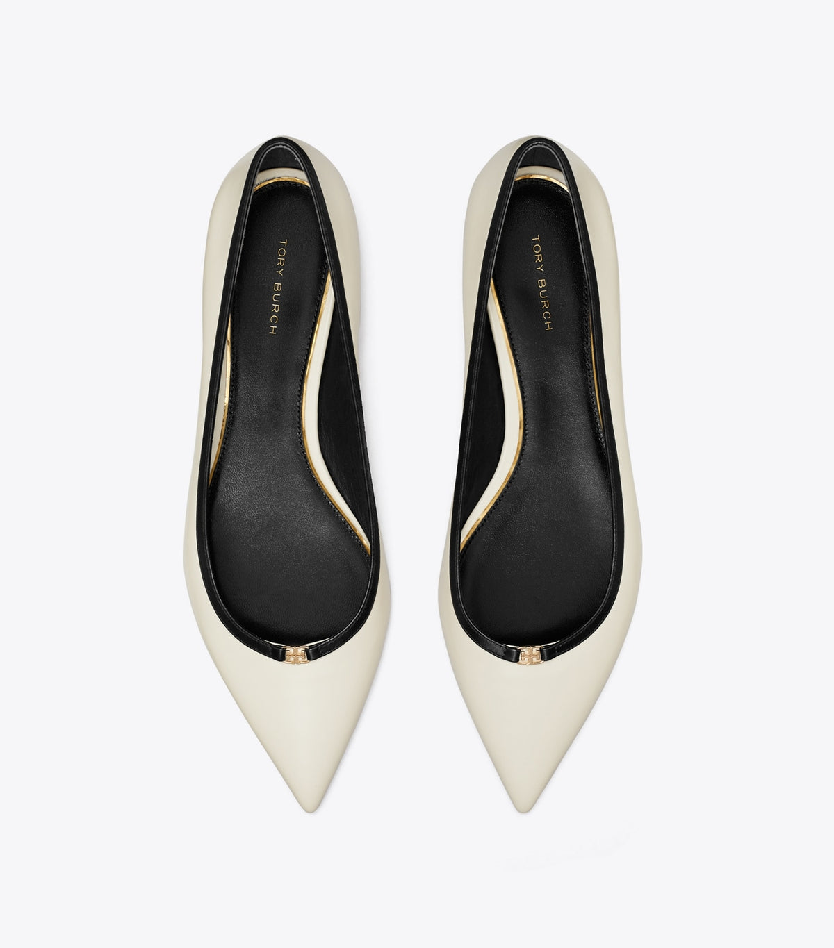 Tory Burch Double T Buckle Flat - Light Cream / Perfect Black
