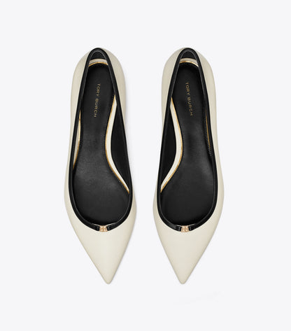 Tory Burch Double T Buckle Flat - Light Cream / Perfect Black