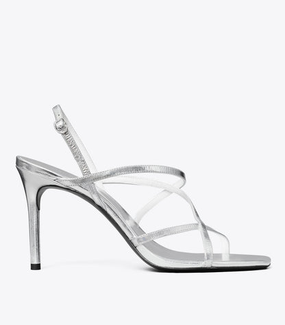 Tory Burch Multi-Strap Heeled Sandal - Silver