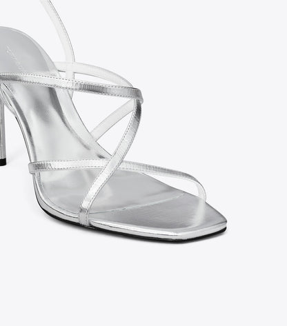 Tory Burch Multi-Strap Heeled Sandal - Silver