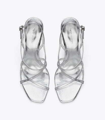 Tory Burch Multi-Strap Heeled Sandal - Silver