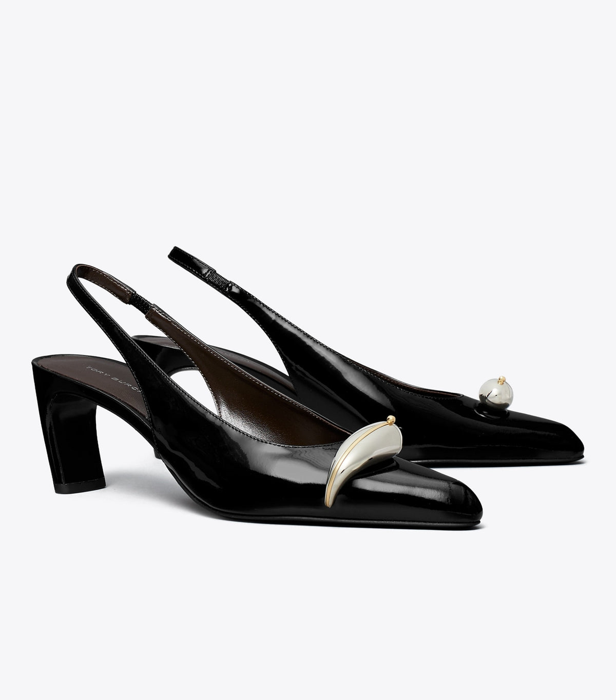 Tory Burch Pierced Slingback Heel - Perfect Black / Silver