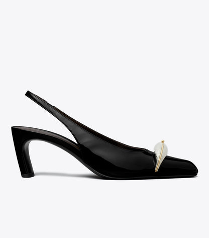 Tory Burch Pierced Slingback Heel - Perfect Black / Silver