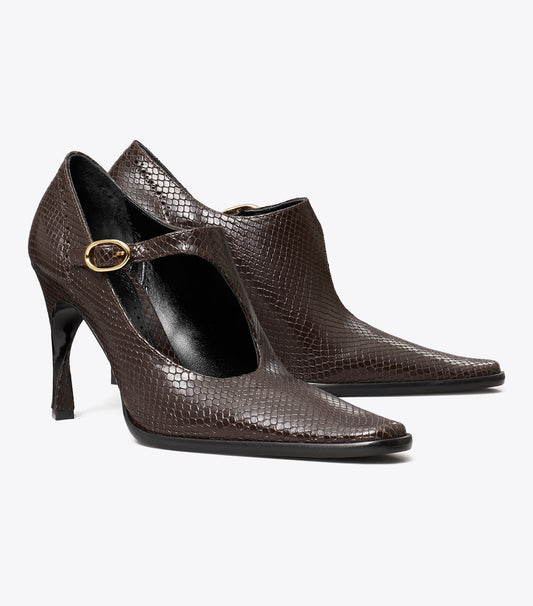 Tory Burch Twisted Heel Monk Strap - Chocolate