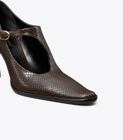 Tory Burch Twisted Heel Monk Strap - Chocolate