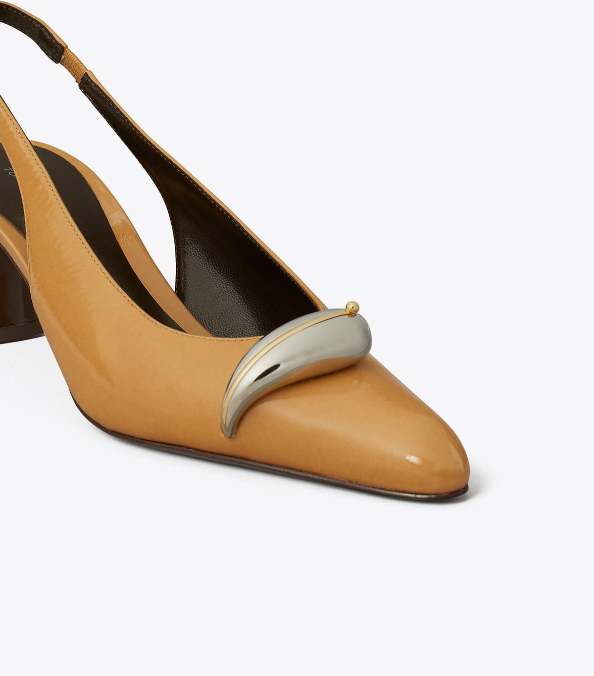 Tory Burch Pierced Slingback Heel - Biscotti / Silver