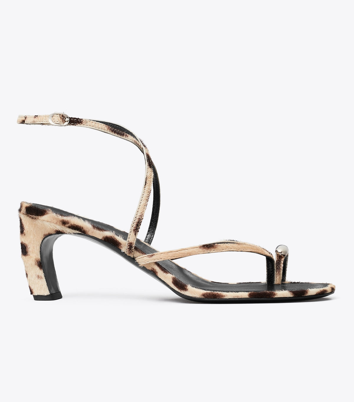 Tory Burch Pierced Strappy Heel Sandal 65mm - Cheetah Spots / Silver