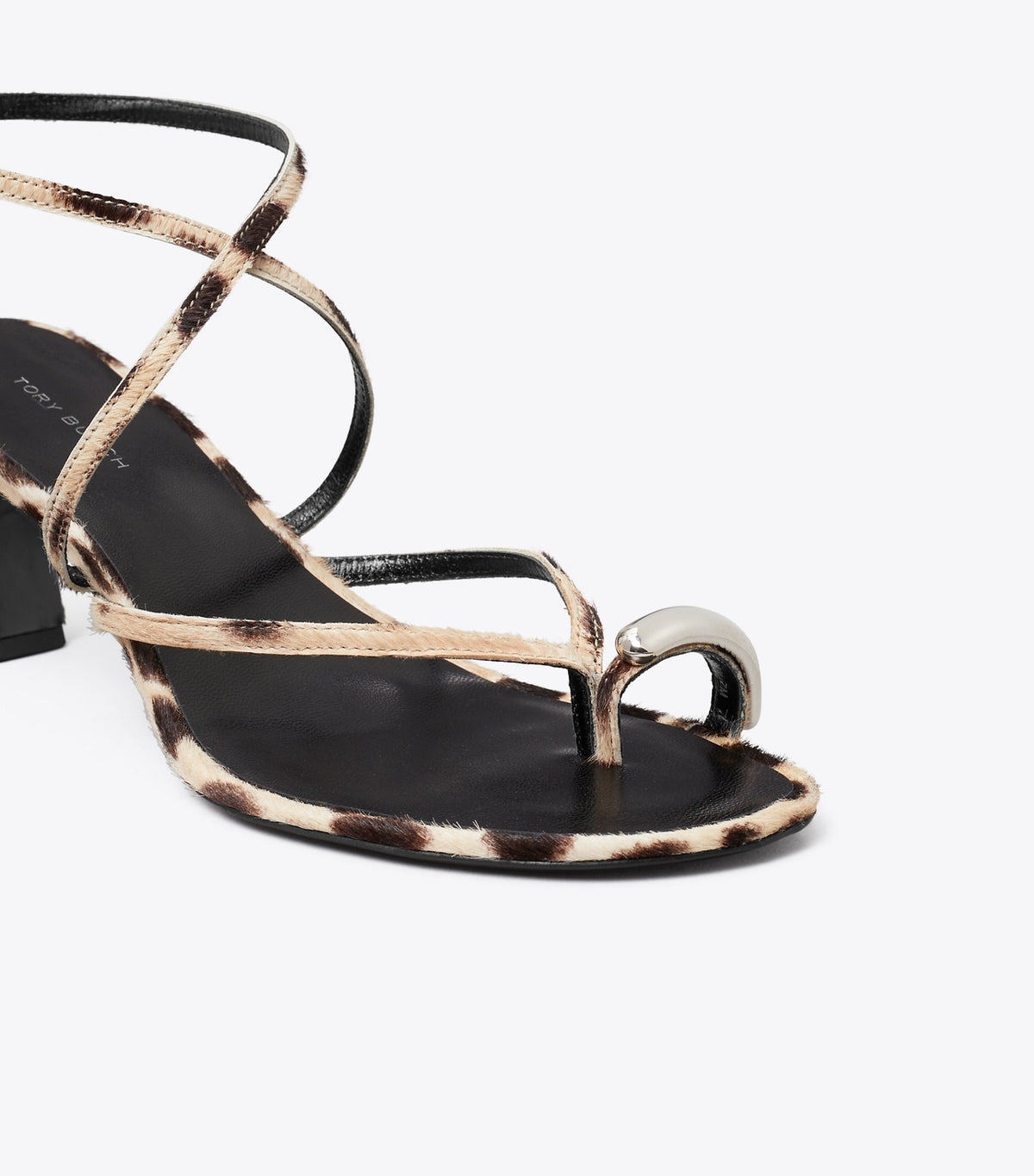 Tory Burch Pierced Strappy Heel Sandal 65mm - Cheetah Spots / Silver