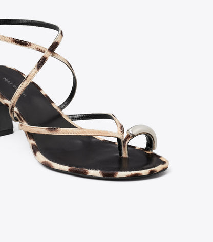 Tory Burch Pierced Strappy Heel Sandal 65mm - Cheetah Spots / Silver