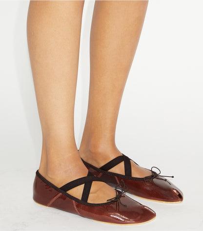Tory Burch Peep-Toe Mary Jane Ballet - Russet Brown