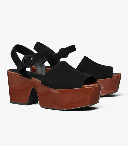 Tory Burch Platform Sandal - Perfect Black / Plum