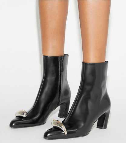 Tory Burch Pierced Heeled Ankle Boot - Perfect Black / Silver