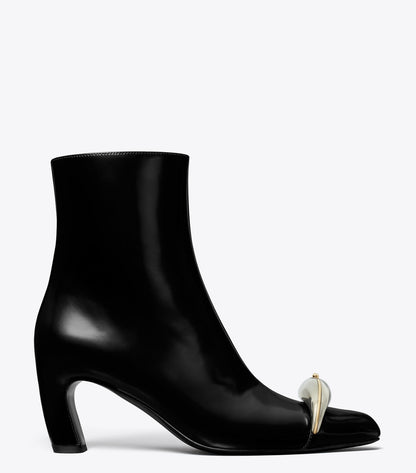 Tory Burch Pierced Heeled Ankle Boot - Perfect Black / Silver