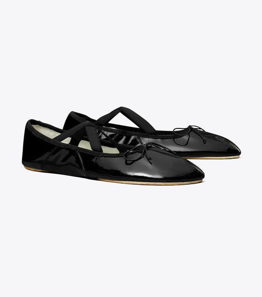 Tory Burch Peep-Toe Mary Jane Ballet - Perfect Black