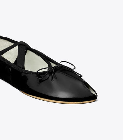 Tory Burch Peep-Toe Mary Jane Ballet - Perfect Black