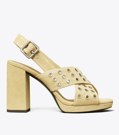 Tory Burch Cross-Band Heeled Sandal - Praline