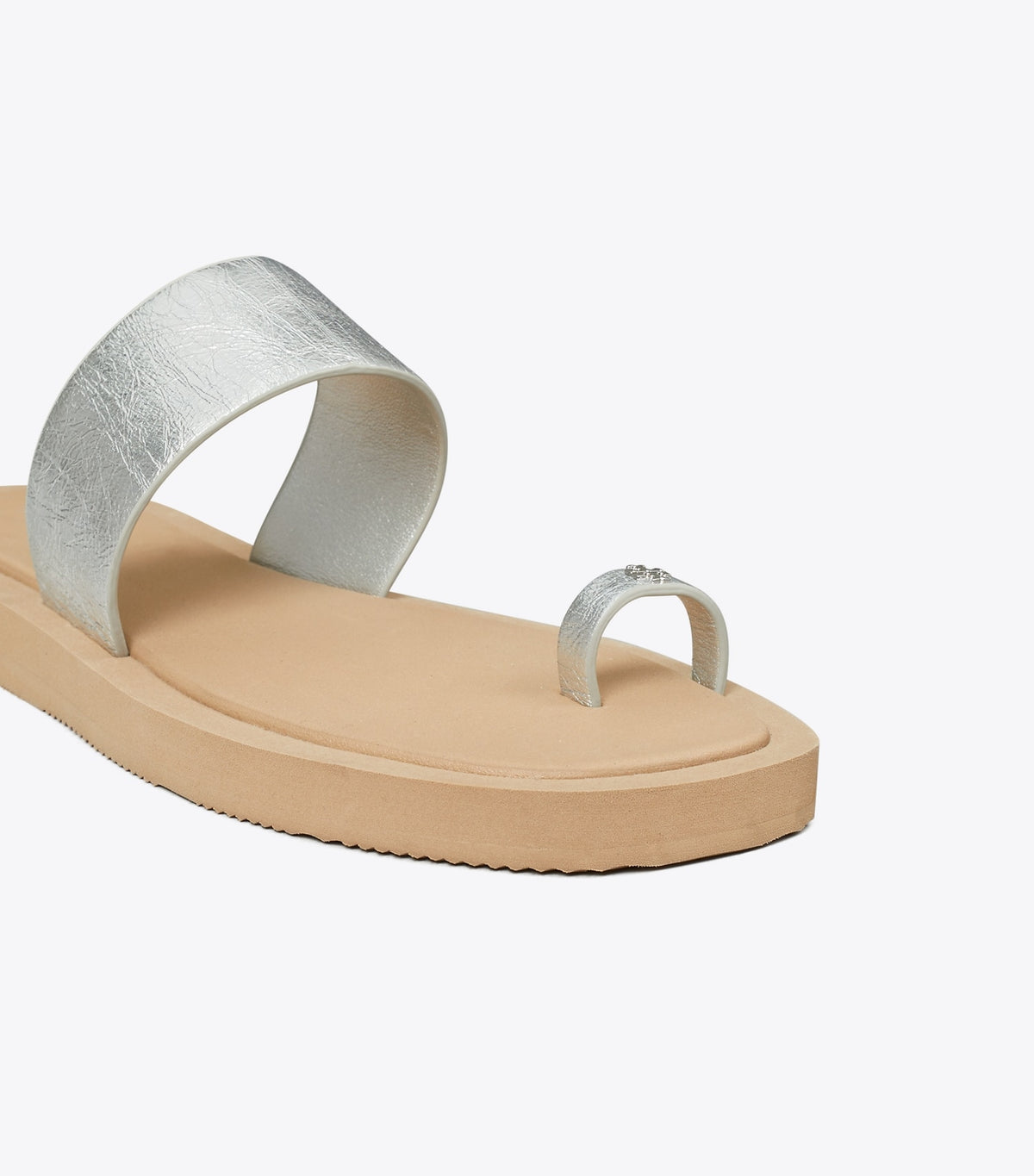 Tory Burch Toe Ring Slide - Silver / Chanterelle Mushroom