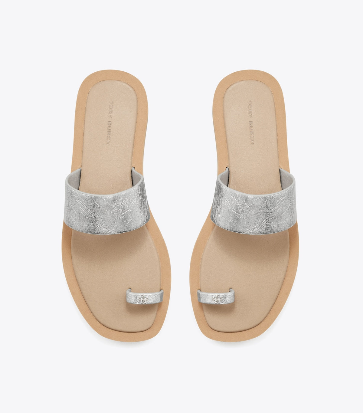 Tory Burch Toe Ring Slide - Silver / Chanterelle Mushroom