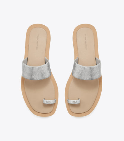 Tory Burch Toe Ring Slide - Silver / Chanterelle Mushroom