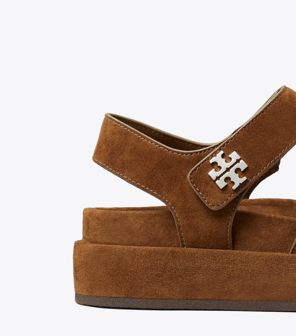 Tory Burch Kira Sport Triple-Strap Sandal - Cognac Brown / Silver