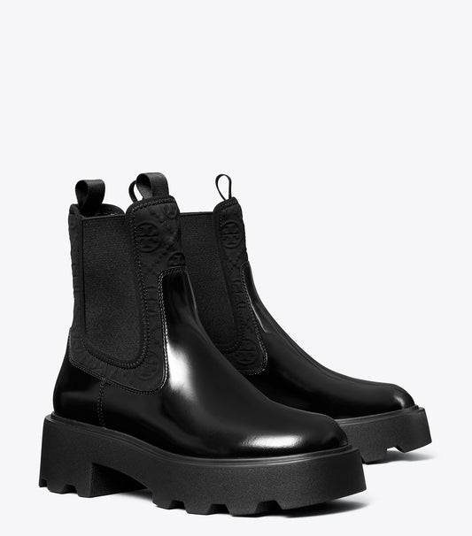 Tory Burch T Monogram Chelsea Lug Boot - Perfect Black