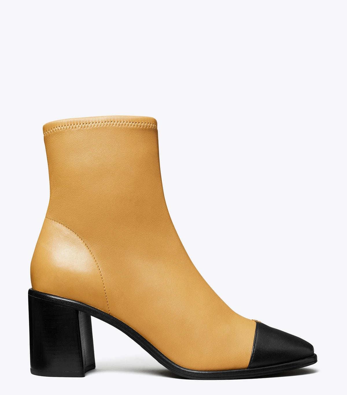 Tory Burch Cap-Toe Heeled Ankle Boot - Ginger Shortbread / Perfect Black