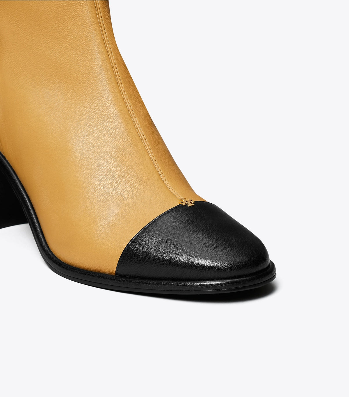 Tory Burch Cap-Toe Heeled Ankle Boot - Ginger Shortbread / Perfect Black