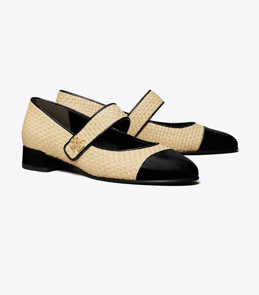 Tory Burch Cap-Toe Mary Jane - Natural / Perfect Black
