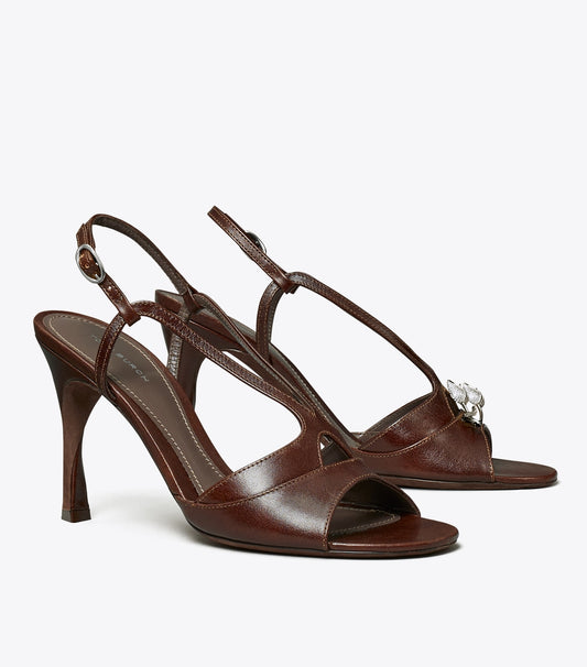 Tory Burch Twisted Heel Sandal - Bark Brown