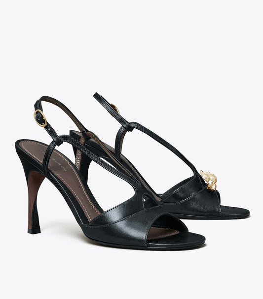 Tory Burch Twisted Heel Sandal - Black