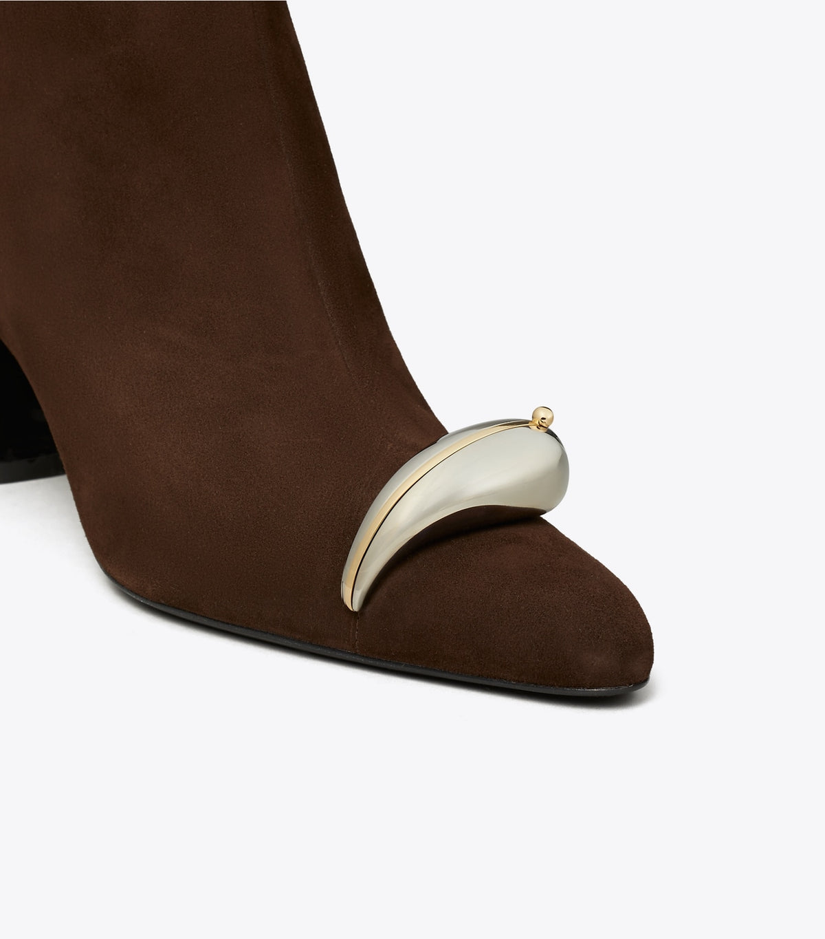 Tory Burch Pierced Heeled Ankle Boot - Dark Cocoa / Silver