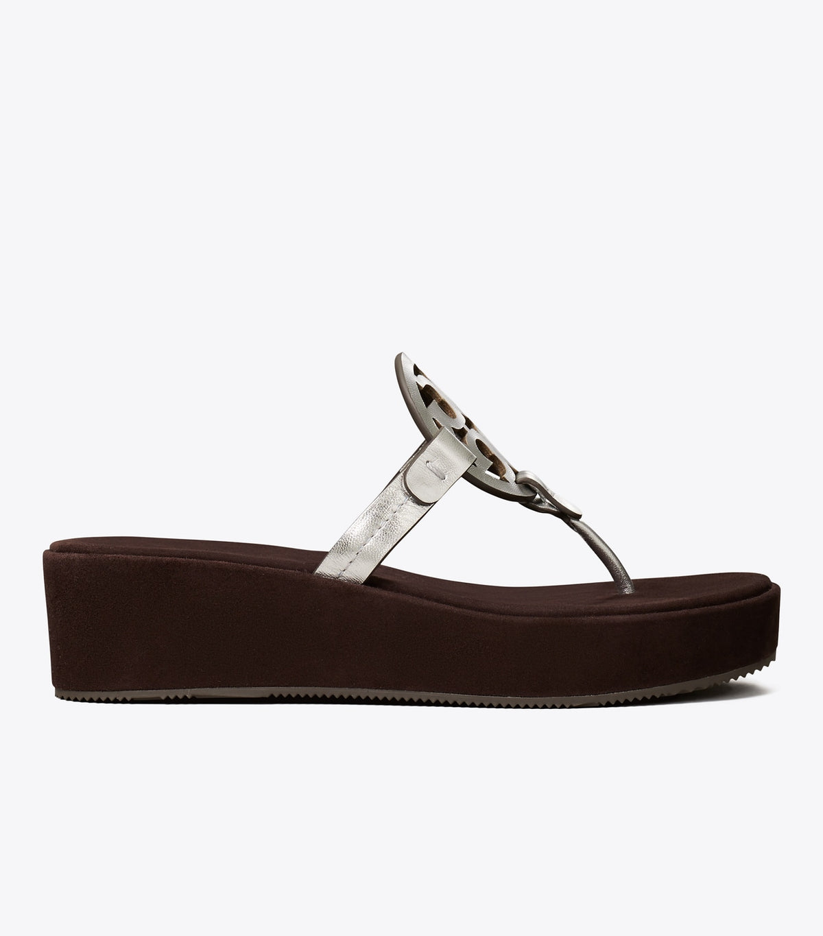 Tory Burch Miller Wedge - Silver / Cocoa