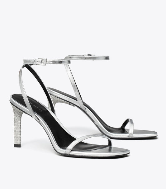 Tory Burch Pavé Heeled Sandal - Silver