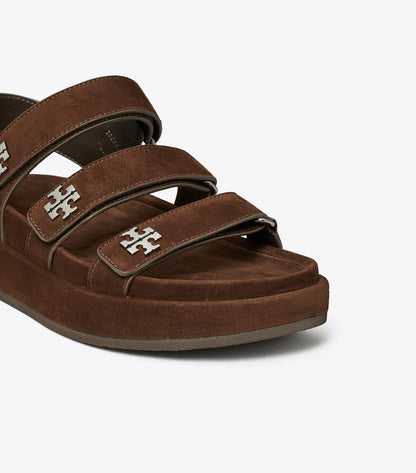 Tory Burch Kira Sport Triple-Strap Sandal - Dark Cocoa / Silver